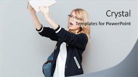  Presentation with book glasses - Slide set with glasses looking up at book background and a light gray colored foreground