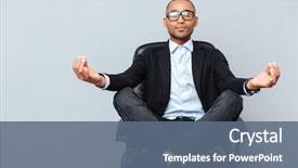  Presentation with office chair - Theme having glasses meditating on office background and a ocean colored foreground