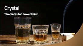  Presentation with cigarettes - Presentation theme having glasses of alcohol and cigarettes background and a black colored foreground