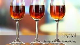  Presentation with liquor - Slides with glasses of amaretto liquor and roasted almonds on bright background background and a coral colored foreground