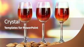  Presentation with liquor - Audience pleasing PPT theme consisting of glasses of amaretto liquor and roasted almonds on bright background backdrop and a tawny brown colored foreground