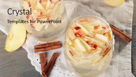  Presentation with cider - Cool new PPT theme with glasses of apple cider with fruits and cinnamon on table close up backdrop and a lemonade colored foreground