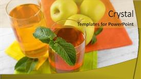  Presentation with mint - PPT layouts enhanced with glasses of apple juice with fruits and fresh mint on table close up background and a yellow colored foreground