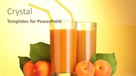  Presentation with apricot - Theme enhanced with glasses of apricot juice on yellow background background and a cream colored foreground