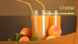  Presentation with apricot - PPT layouts consisting of glasses of apricot juice on wooden table on brown background background and a red colored foreground