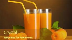  Presentation with apricot - Beautiful presentation design featuring glasses of apricot juice on wooden table on brown background backdrop and a crimson colored foreground