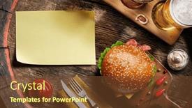  Presentation with hamburger - PPT layouts featuring glasses-of-beer-hamburger background and a tawny brown colored foreground