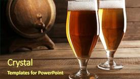  Presentation with rustic wood wooden frame - Slide deck enhanced with glasses of beer on wooden background and a tawny brown colored foreground