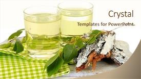  Presentation with white birch tree - Presentation having glasses of birch sap isolated background and a  colored foreground