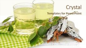  Presentation with glasses - Cool new slides with glasses of birch sap isolated backdrop and a soft green colored foreground