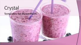  Presentation with blueberry - Colorful slide set enhanced with glasses of blueberry smoothie closeup backdrop and a lemonade colored foreground