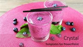  Presentation with blueberry - Colorful presentation design enhanced with glasses-of-blueberry-smoothie backdrop and a coral colored foreground