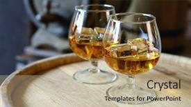  Presentation with brandy - PPT layouts consisting of glasses of brandy in cellar background and a mint green colored foreground