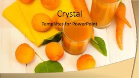  Presentation with apricot - Beautiful slide set featuring glasses of carrot and apricot juice on white wooden table backdrop and a gold colored foreground