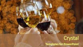  Presentation with hands holding a tree - Amazing presentation design having glasses of champagne and wine backdrop and a red colored foreground