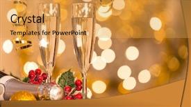  Presentation with new-year - PPT layouts consisting of glasses of champagne celebration theme background and a yellow colored foreground