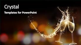  Presentation with two glasses of champagne - Colorful slide deck enhanced with glasses of champagne celebration theme backdrop and a  colored foreground