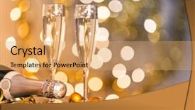  Presentation with two glasses of champagne - Amazing slides having glasses of champagne celebration theme backdrop and a yellow colored foreground