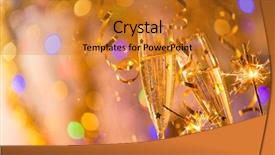  Presentation with two glasses of champagne - Colorful theme enhanced with glasses of champagne celebration theme backdrop and a gold colored foreground