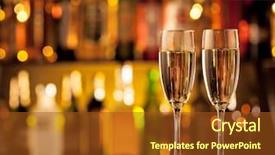  Presentation with two glasses of champagne - Amazing slide set having glasses of champagne in holiday backdrop and a tawny brown colored foreground