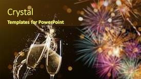  Presentation with celebration - Colorful theme enhanced with glasses-of-champagne-levitating backdrop and a tawny brown colored foreground