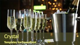  Presentation with two glasses of champagne - Amazing presentation theme having birthday toast - glasses of champagne on bar backdrop and a tawny brown colored foreground