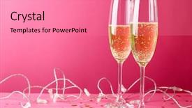  Presentation with champagne - Audience pleasing presentation theme consisting of glasses of champagne on pink backdrop and a coral colored foreground