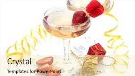  Presentation with strawberries - Beautiful theme featuring glasses of champagne strawberries and gifts isolated on a white backdrop and a lemonade colored foreground