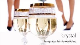  Presentation with champagne - Audience pleasing slides consisting of glasses of champagne with girls' legs reflection backdrop and a white colored foreground