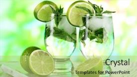  Presentation with on glass board - Presentation theme with glasses-of-cocktail-with-ice background and a yellow colored foreground