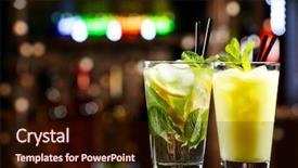  Presentation with cocktail bar - Presentation design featuring glasses of cocktails in bar background and a wine colored foreground