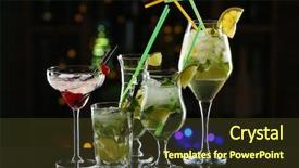  Presentation with cocktail bar - PPT theme enhanced with glasses of cocktails on bar background and a tawny brown colored foreground