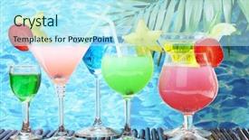 Presentation with sea - Slides consisting of glasses of cocktails on table background and a arctic colored foreground