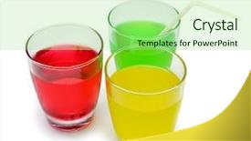  Presentation with carbonated soft drink - Theme consisting of glasses of coloured soft drink background and a mint green colored foreground