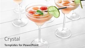  Presentation with melon - Beautiful theme featuring glasses of delicious cocktails with melon balls on table backdrop and a white colored foreground