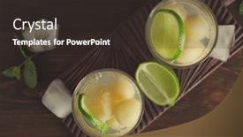  Presentation with melon - Amazing presentation theme having glasses of delicious cocktails with melon balls on wooden board backdrop and a dark gray colored foreground