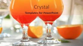  Presentation with tequila - Colorful slide deck enhanced with glasses of delicious tequila sunrise cocktails on table backdrop and a gold colored foreground