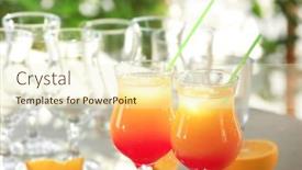  Presentation with tequila - PPT theme enhanced with glasses of delicious tequila sunrise cocktails on blurred background background and a cream colored foreground