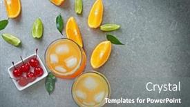  Presentation with tequila - PPT theme enhanced with glasses of delicious tequila sunrise cocktails on table background and a gray colored foreground