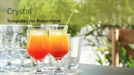  Presentation with tequila - Slide deck with glasses of delicious tequila sunrise cocktails on table background and a yellow colored foreground