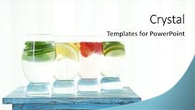  Presentation with vitamin - Amazing slide deck having glasses of different home made freshness healthy vitamin-fortified water on wooden table backdrop and a cream colored foreground