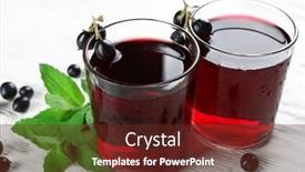  Presentation with blackcurrant - Theme consisting of glasses of fresh blackcurrant juice wooden table background background and a tawny brown colored foreground