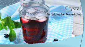  Presentation with blackcurrant - Colorful presentation design enhanced with glasses-of-fresh-blackcurrant-juice backdrop and a light blue colored foreground