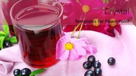  Presentation with blackcurrant - PPT theme featuring glasses-of-fresh-blackcurrant-juice background and a red colored foreground