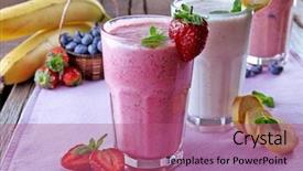  Presentation with smoothie - Colorful PPT theme enhanced with glasses of fresh cold smoothie backdrop and a coral colored foreground