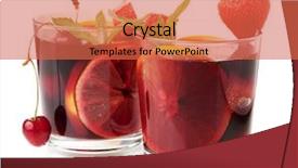  Presentation with fruit cocktail - Presentation theme having glasses of fresh fruit sangria background and a red colored foreground