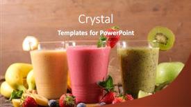  Presentation with fruit banana - PPT layouts with glasses-of-fruit-smoothies background and a coral colored foreground