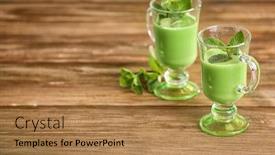  Presentation with healthy juice - Slides enhanced with glasses-of-green-healthy-juice background and a coral colored foreground