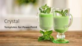  Presentation with healthy juice - PPT layouts featuring glasses-of-green-healthy-juice background and a soft green colored foreground