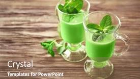  Presentation with healthy juice - Theme consisting of glasses-of-green-healthy-juice and a coral colored foreground
